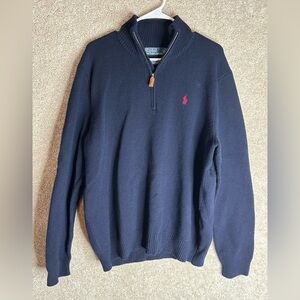 Polo by Ralph Lauren Men's Navy wool sweater xl red pony